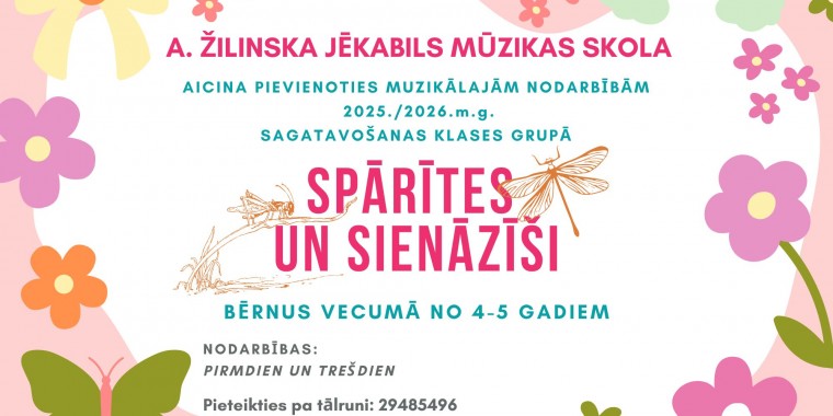 Aicinām pievienoties muzikālajām nodarbībām 2025./2026.m.g. sagatavošanas grupā 